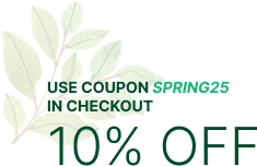 10% off any regular-priced items. Use coupon SPRING25 in checkout