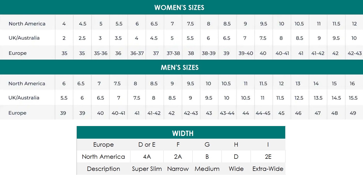 Women Shoes Size Chart