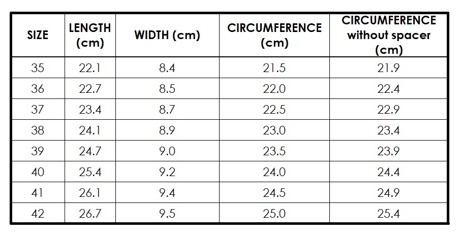 Women Shoes Size Chart