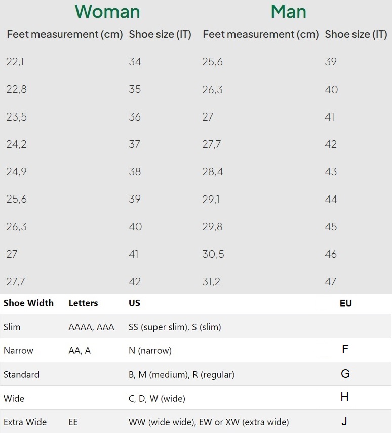 Women Shoes Size Chart